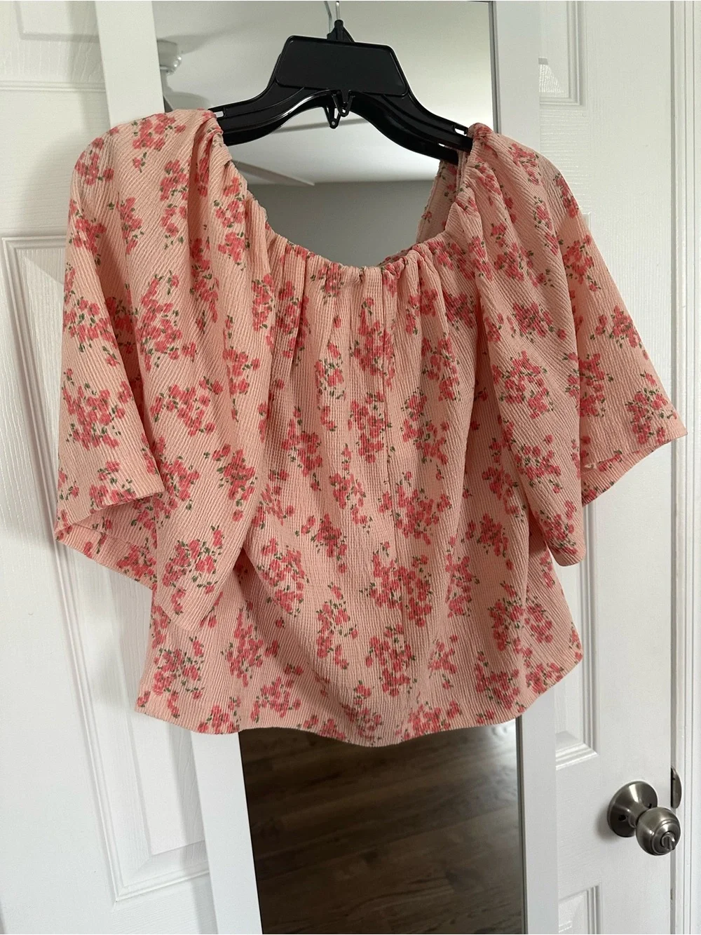 LOFT Pink Floral Puff Sleeve Blouse